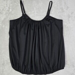 Black Gathered Bust Spaghetti Strap Tank Top Women's Size XL Polyester Spandex